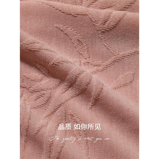 COCOBELLA[竹叶提花]新中式国风蝙蝠袖针织衫松弛感上衣TS7019-3 商品图4