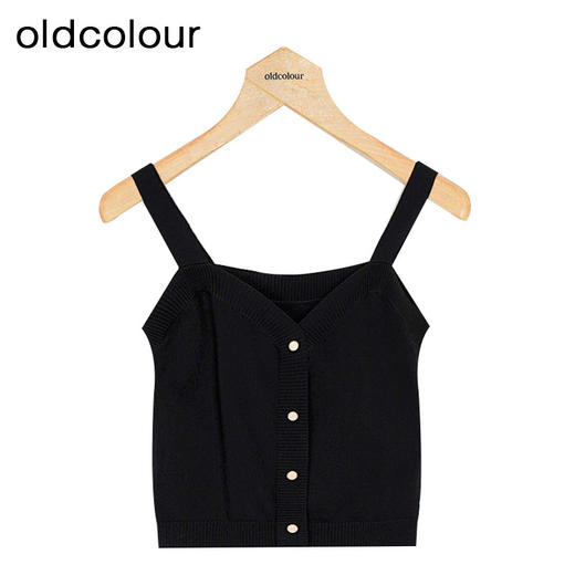 oldcolour夏季新款针织衫背心女时尚百搭纯色吊带上衣P22051003 商品图0