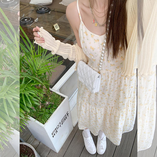 <曾小咸推荐>【莉香恋人】黄色碎花连衣裙+开衫 商品图0