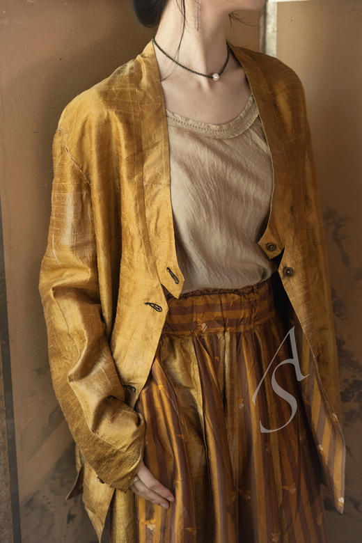 Mutedance  鎏金色双面真丝夹克 商品图0