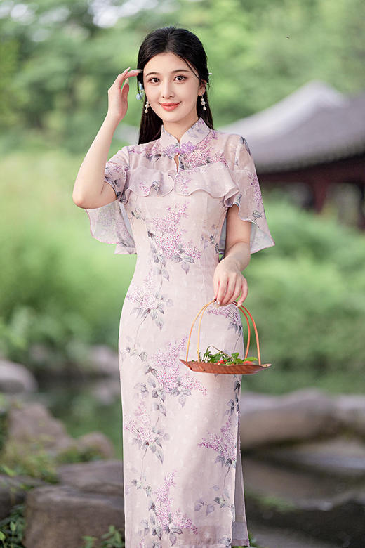 夏款改良古法气质全开襟国风素雅年轻旗袍GSJ5508 商品图0