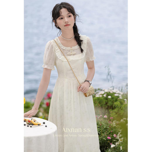 【6折秒杀】鹿向南「江南花坊」法式设计感连衣裙夏季新款高级气质a字裙L37203 商品图1