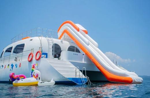 蛋岛亲子游专线【冰淇淋号双体游艇半日体验 I 浮潜 I网红透明皮划艇 I 奖板] 商品图0