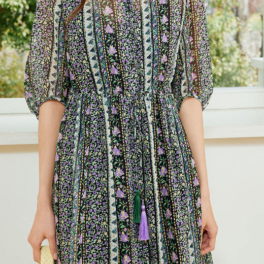 玳莎两件套真丝连衣裙2024新款夏季乔其桑蚕丝印花中长款裙  EB35106 商品图2