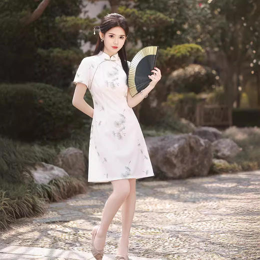 改良小个子素雅蕾丝旗袍GR5129 商品图1