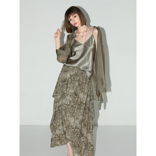 COCOBELLA设计师款立体花苞半身裙海边度假风雪纺长裙HS3068 商品图3