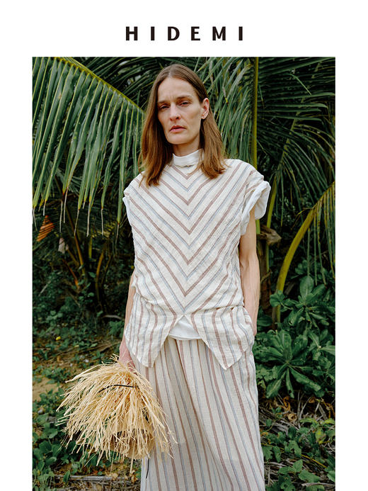 HIDEMI 度假系列水洗超柔软婴儿感色织条纹立体设计感套装 上衣/半裙 商品图4