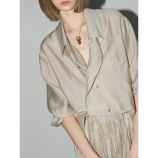 【限时秒杀】COCOBELLA丝光质感莱赛尔轻薄衬衫设计感飘带气质衬衣SR3051 商品图2