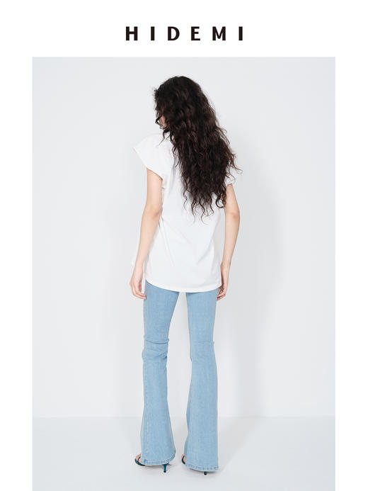 HIDEMI极简圆领龟背感廓形休闲落肩袖透气亲肤针织小飞袖T恤 白色/巧克力色/豆乳米 商品图4