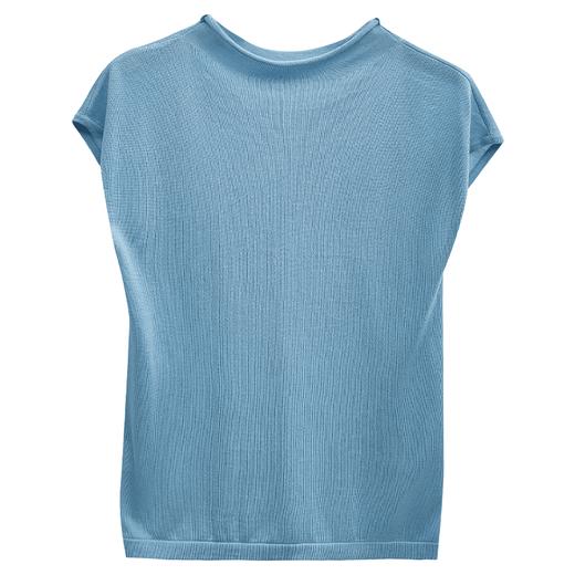 西嘉【现货】C+IMPRESS/西嘉全天丝短袖女t恤夏卷边半高领简约一字肩莱赛尔上衣T2402029 商品图4