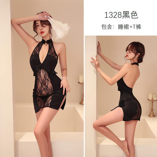 长夜漫漫情趣内衣复古旗袍风制服诱惑性感睡衣女激情透视睡裙1328 商品图7