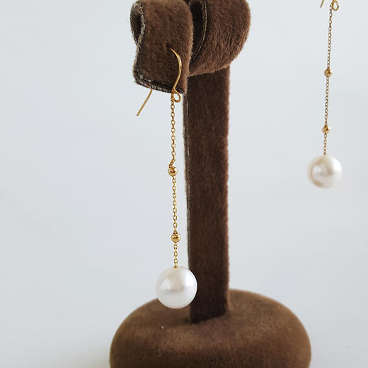 【天然正品】AU750玫瑰金镶天然约7.3MM粉色晕彩珍珠耳坠130524XY08 商品图2