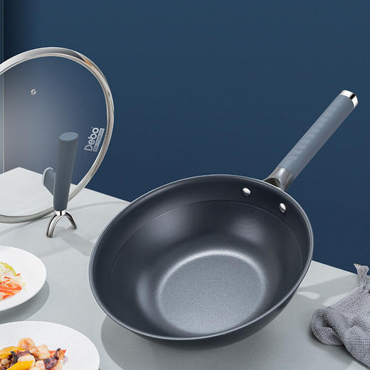 德铂无涂层不粘炒锅不锈钢炒菜锅无油烟含钛锅具家用不挑炉灶 商品图3