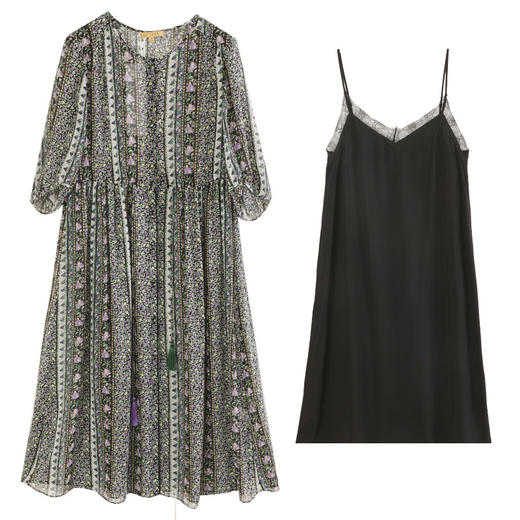 玳莎两件套真丝连衣裙2024新款夏季乔其桑蚕丝印花中长款裙  EB35106 商品图4