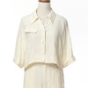 Famecoco范可儿短款落肩开身衬衫女夏季短袖设计感衬衣FAC3BH024 商品缩略图2