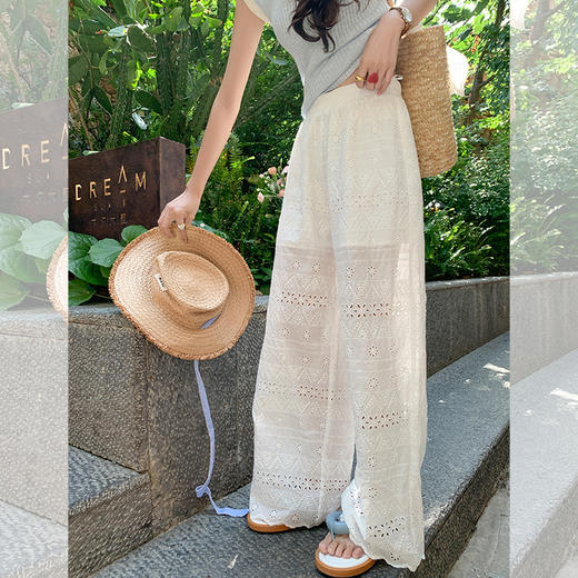<曾小咸推荐>【夏日苏打】蕾丝刺绣裤子 商品图0