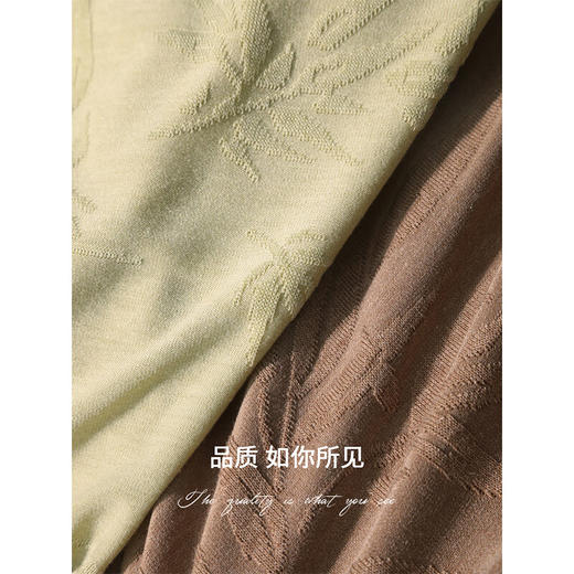 COCOBELLA新中式竹叶提花针织连衣裙立裁禅意弹力长裙FR0045 商品图4