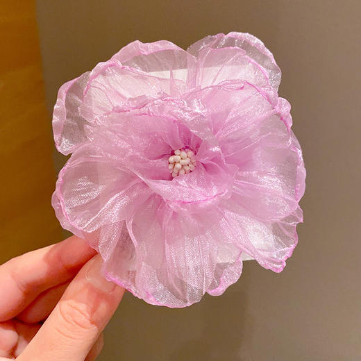 今生带花 来世漂亮【超仙欧根纱花朵发夹】夏季新款度假风刘海夹 森系花花夹子头饰  商品图6