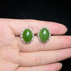 32043和田玉戒指-椭圆蛋面花边全包