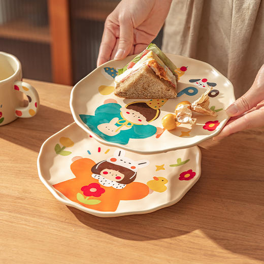 摩登主妇一家三口陶瓷碗亲子餐具可爱儿童吃饭碗筷子杯子盘子菜盘 商品图3