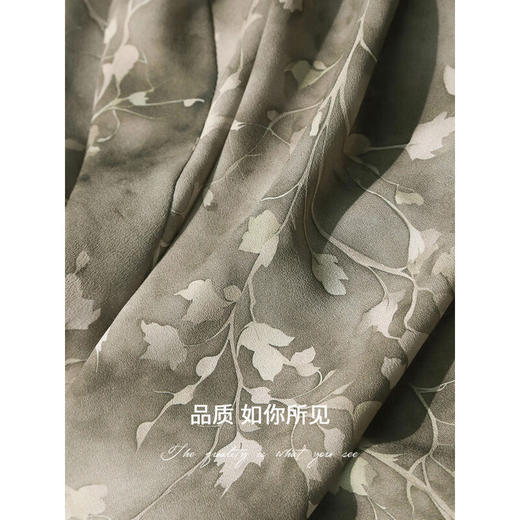 【秒杀】COCOBELLA设计感立裁不对称植物印花连衣裙茧型雪纺裙FR3056 商品图4