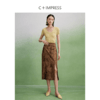西嘉C+IMPRESS/西嘉人丝新中式半身裙女复古立体提花国风优雅开衩半裙BQ2402020 商品缩略图2