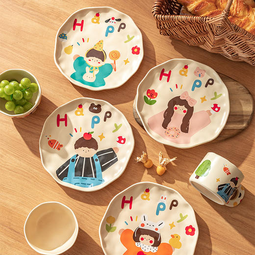 摩登主妇一家三口陶瓷碗亲子餐具可爱儿童吃饭碗筷子杯子盘子菜盘 商品图4