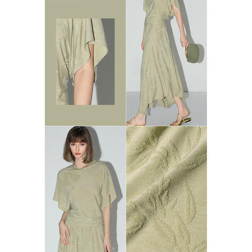 COCOBELLA[竹叶提花]新中式国风蝙蝠袖针织衫松弛感上衣TS7019-2 商品图3