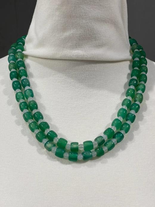 翠绿玉髓玛瑙鼓珠项链，顺丰包邮 商品图2
