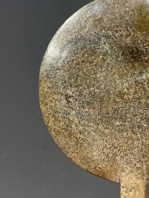 褐灰沁和田玉雕铜镜式摆件，顺丰包邮 商品图9