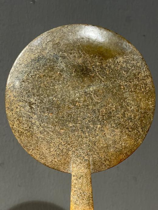 褐灰沁和田玉雕铜镜式摆件，顺丰包邮 商品图2