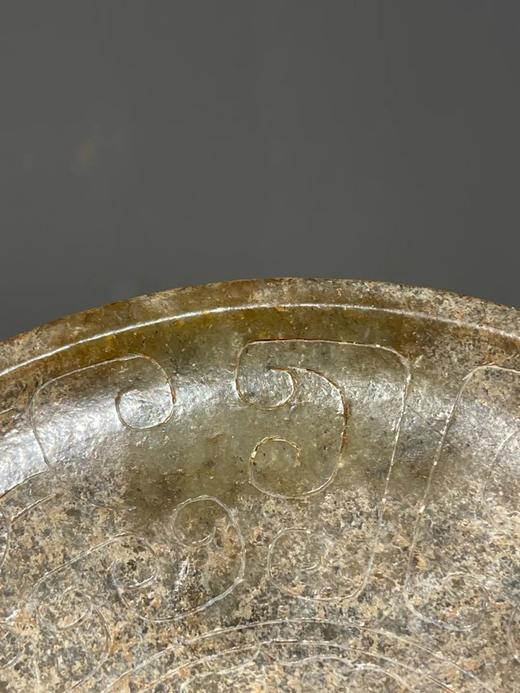 褐灰沁和田玉雕铜镜式摆件，顺丰包邮 商品图6