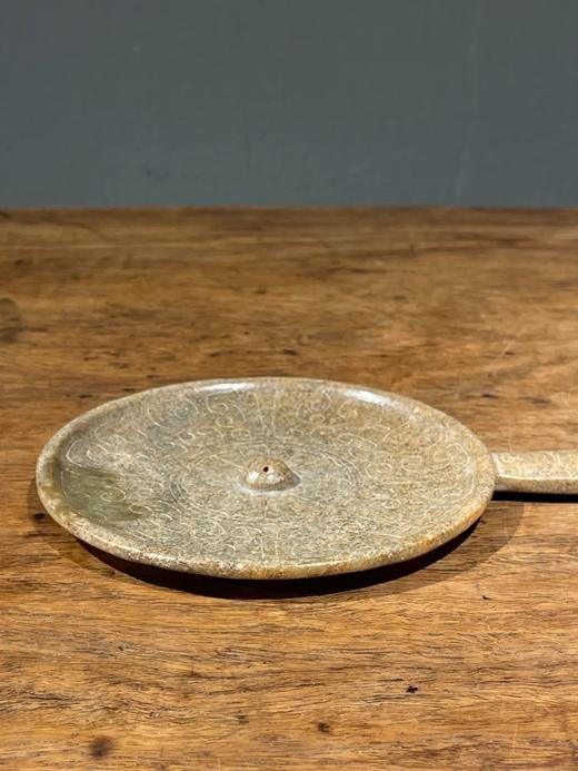 褐灰沁和田玉雕铜镜式摆件，顺丰包邮 商品图4