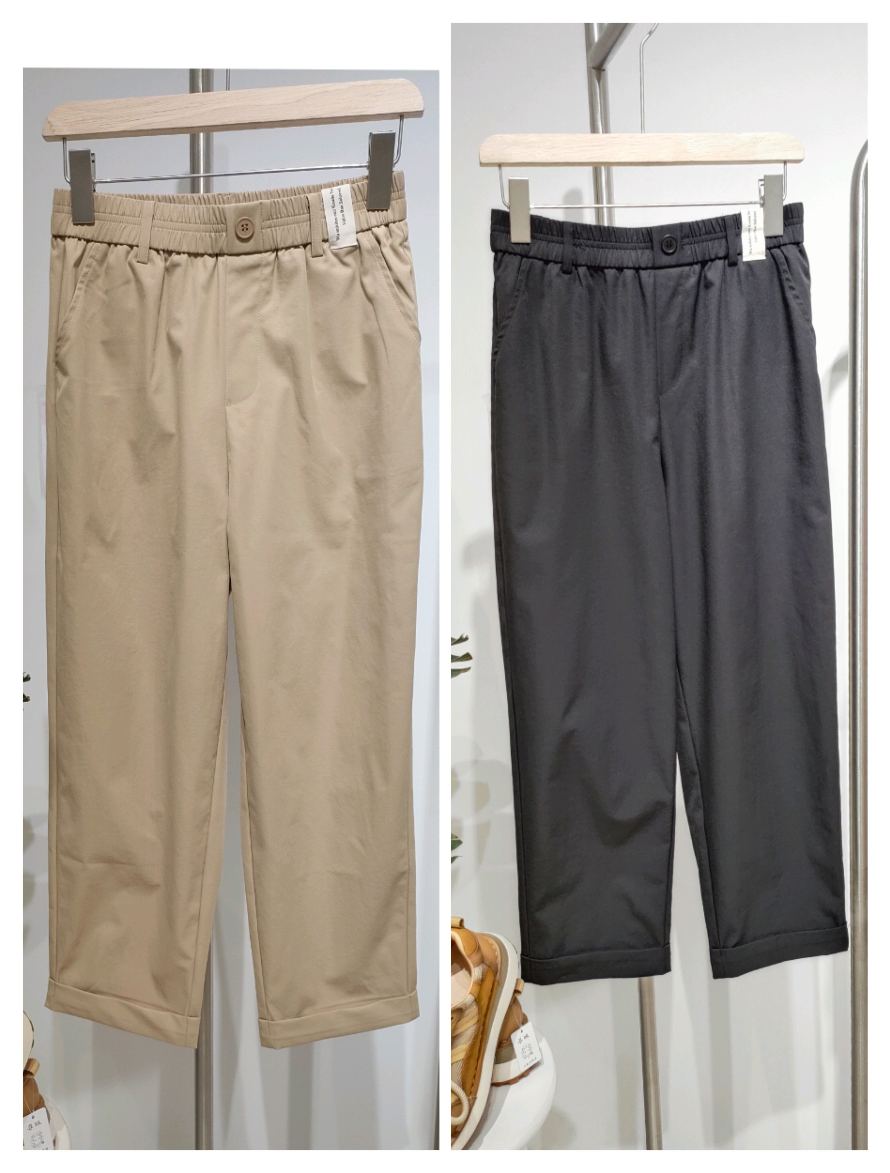 402351腰头贴布字母男友裤翻边裤