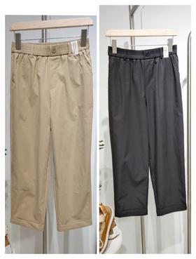 402351腰头贴布字母男友裤翻边裤