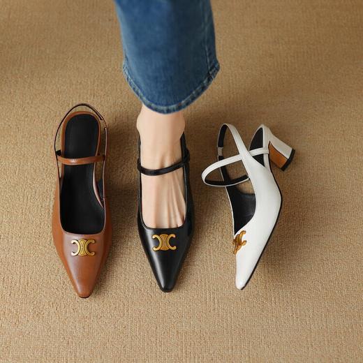 尖头一字带浅口，粗高跟后空职业女单鞋MK&MK173 商品图4