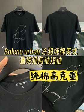 Baleno urben 涂鸦纯棉美式重磅插肩袖短袖