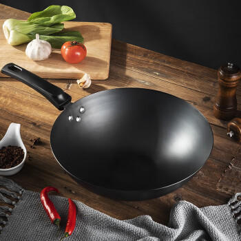 美厨（maxcook）铁锅炒锅圆底 无涂层老式炒菜精铁锅32cm煤气燃气专用MCC-142随机 /厨具 /烹饪锅具 /炒锅 商品图6