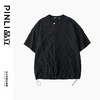 PINLI品立夏季新款提花树叶短袖T恤男士圆领捏褶宽松潮牌上衣B242111036 商品缩略图4