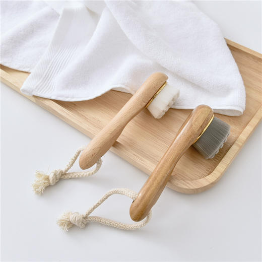 【面部清洁刷】洗脸神器洁面仪手动洁面刷实木榉木按摩刷面部清洁刷 商品图3