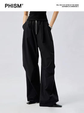 金属拉链束脚裤