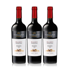 阿根廷 台阶安第斯山脉典藏马尔白克红葡萄酒 750ml*3瓶