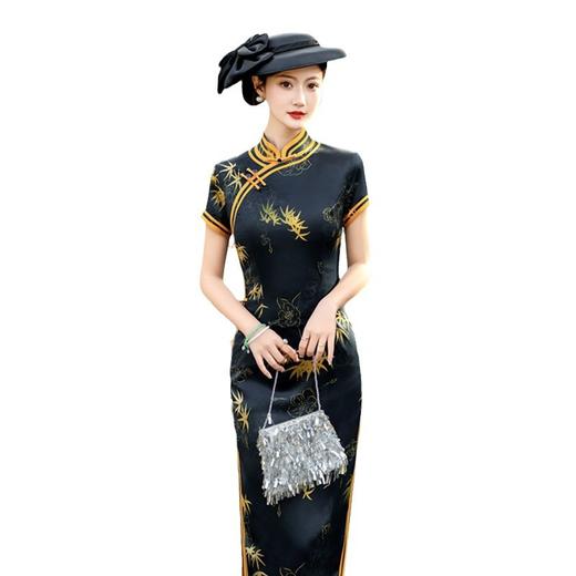 SYK10老上海复古民族风长款短袖宽边旗袍2024夏季新款中老年女士旗袍裙 商品图4