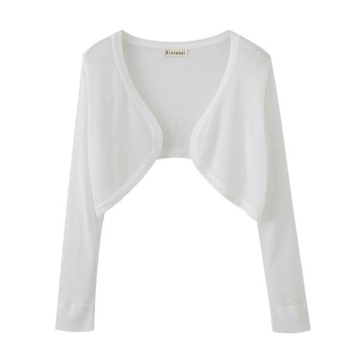 百媚生 小披肩法式小披肩黑白色冰丝针织短款防晒开衫YX013 商品图4