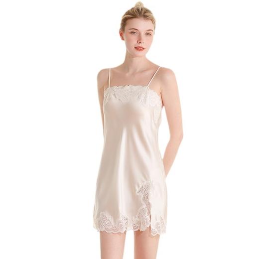 OG真丝睡衣女春夏桑蚕丝绸高级感蕾丝性感吊带睡裙显瘦舒适薄款短裙 商品图4