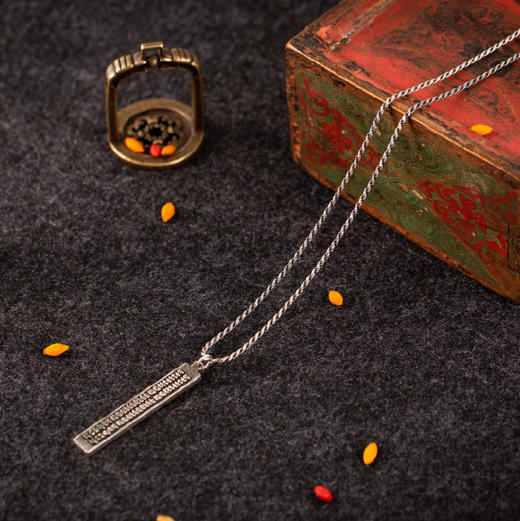 醍醐X弗影 银饰 藏密心咒印经板 藏地祝福 手工精修 弗影吊坠（配银链） 商品图0