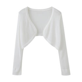 百媚生 小披肩法式小披肩黑白色冰丝针织短款防晒开衫YX013