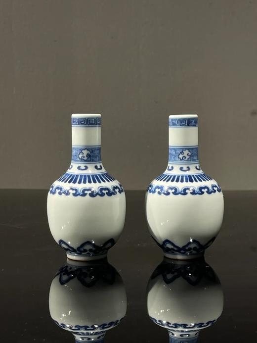 青花如意纹袖珍长颈瓶一对，顺丰包邮 商品图1