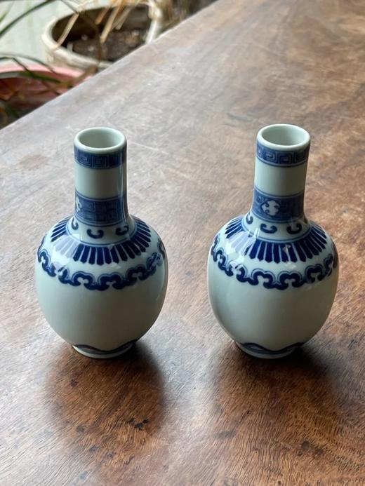 青花如意纹袖珍长颈瓶一对，顺丰包邮 商品图2