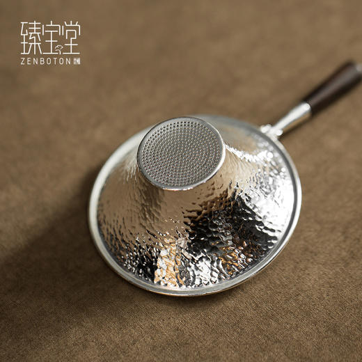 臻宝堂999纯银茶漏纯手工茶叶过滤网茶器银龙黑檀把柄茶滤功夫茶具配件 银龙茶漏(檀木把) 商品图2